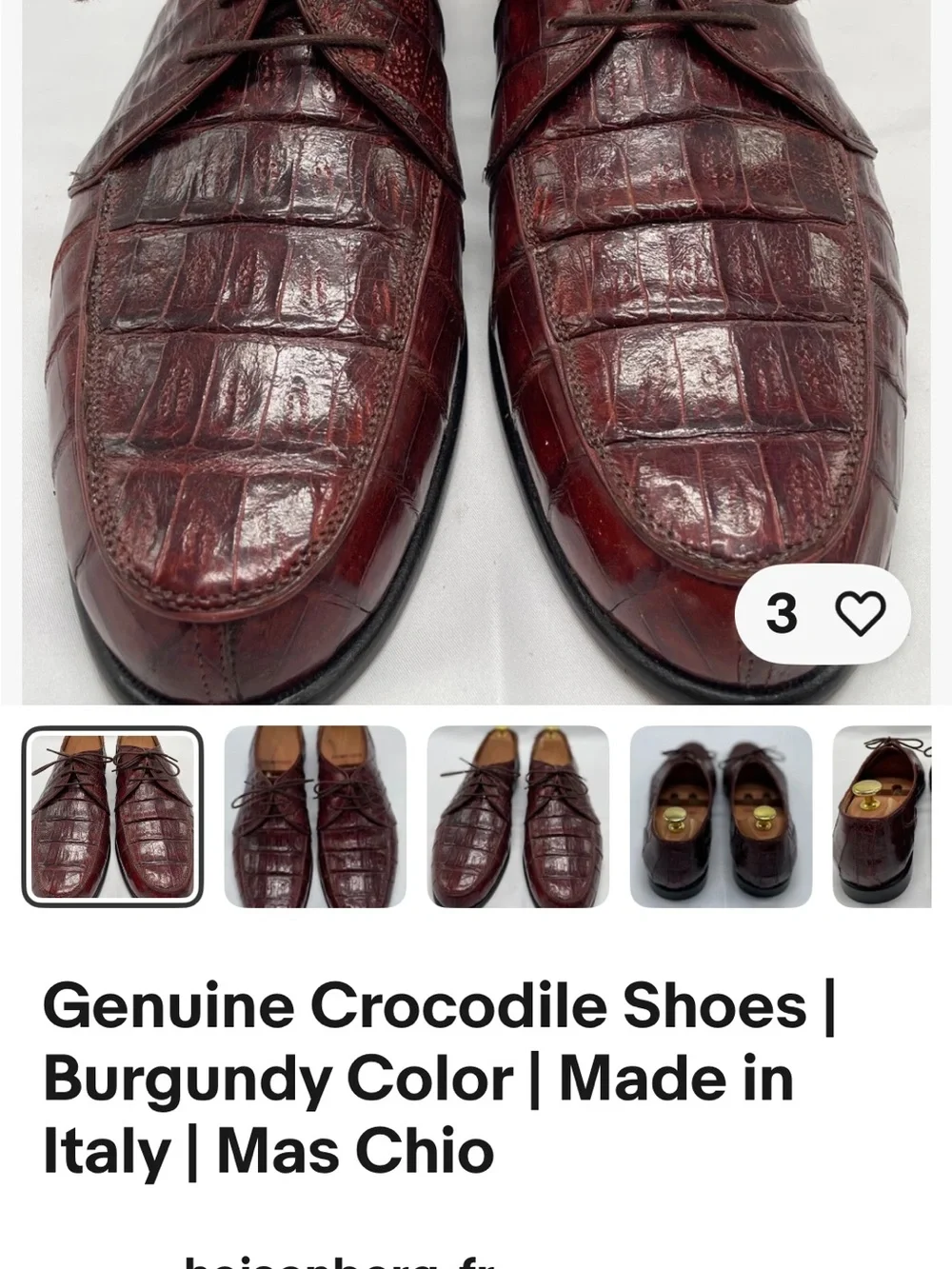 Men's Croc-Embossed Burgundy Leather Derby Dress Shoes